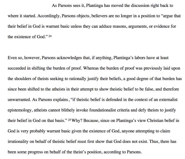 Keith Parsons on Plantinga